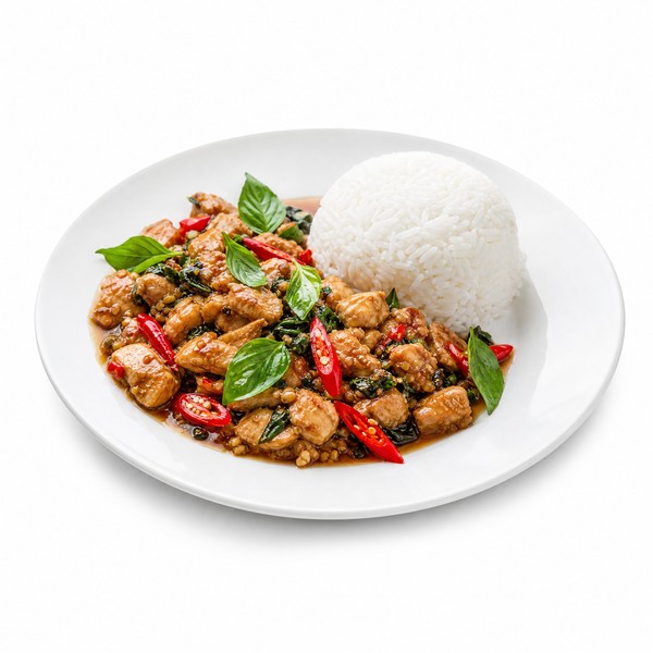 ไก่ผัดใบโหระพา