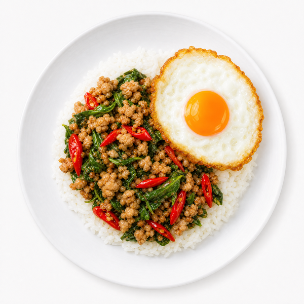 กะเพราหมูสับ + ไข่ดาว