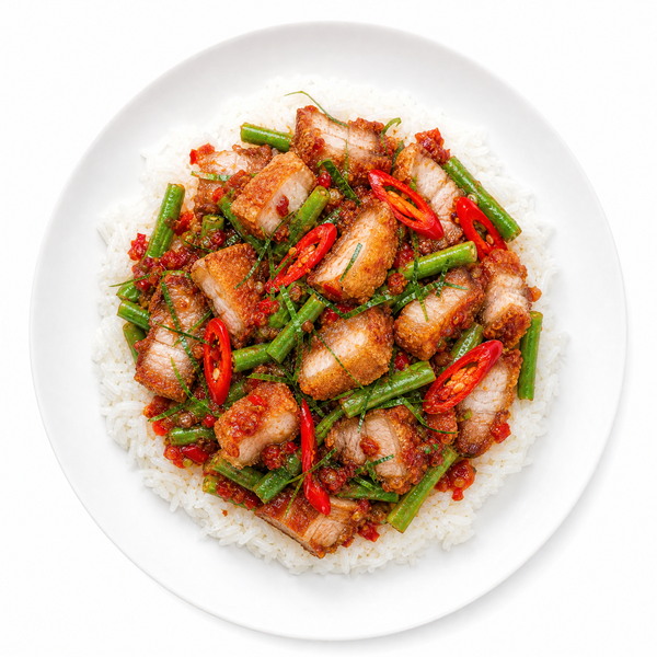 ผัดพริกแกงหมูกรอบ