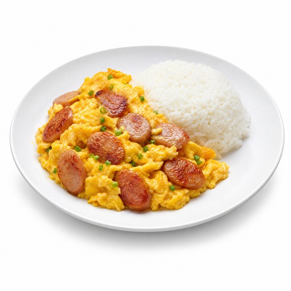 ข้าวไข่ข้นไส้กรอก / ไข่ขยี้ไส้กรอก