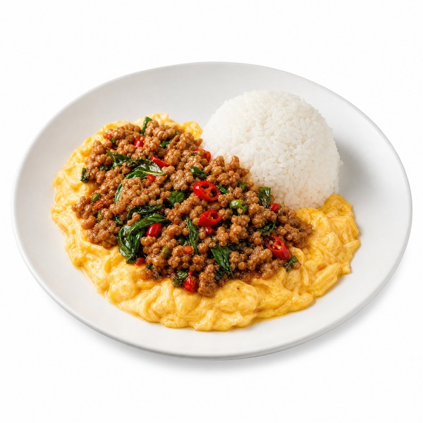 ข้าวไข่ข้นกะเพราหมูสับ