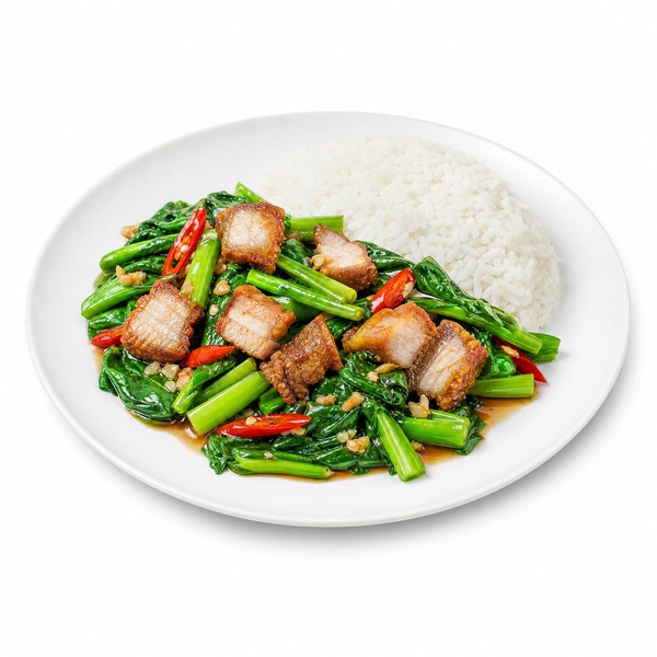 คะน้าหมูกรอบ
